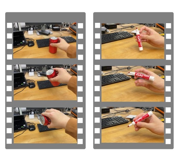 Monocular videos of a hand manipulating a soda can and a marker
