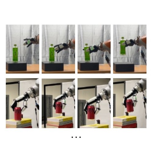 KUKA arm with XHand1 lifting a bottle and a soda can